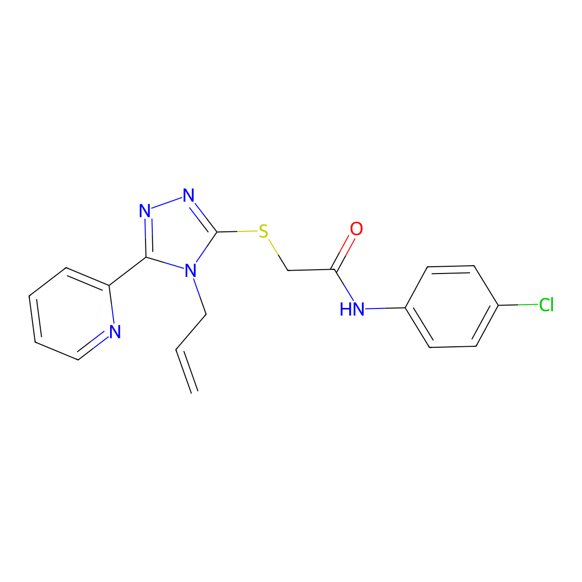 2-((4-Allyl-5-(2-pyridinyl)-4H-1,2,4-triazol-3-YL)thio)-N-(4-CL-PH)acetamide molecular structure, CAS 577788-98-8