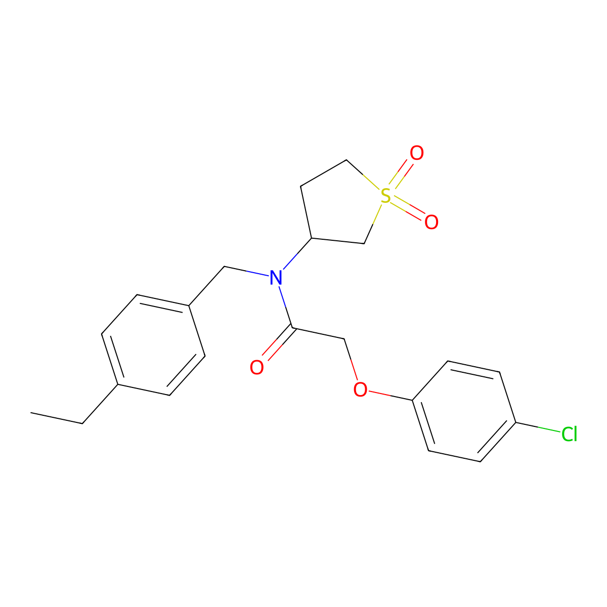 2-(4-chlorophenoxy)-N-(1,1-dioxidotetrahydrothiophen-3-yl)-N-(4-ethylbenzyl)acetamide molecular structure, CAS 577789-05-0