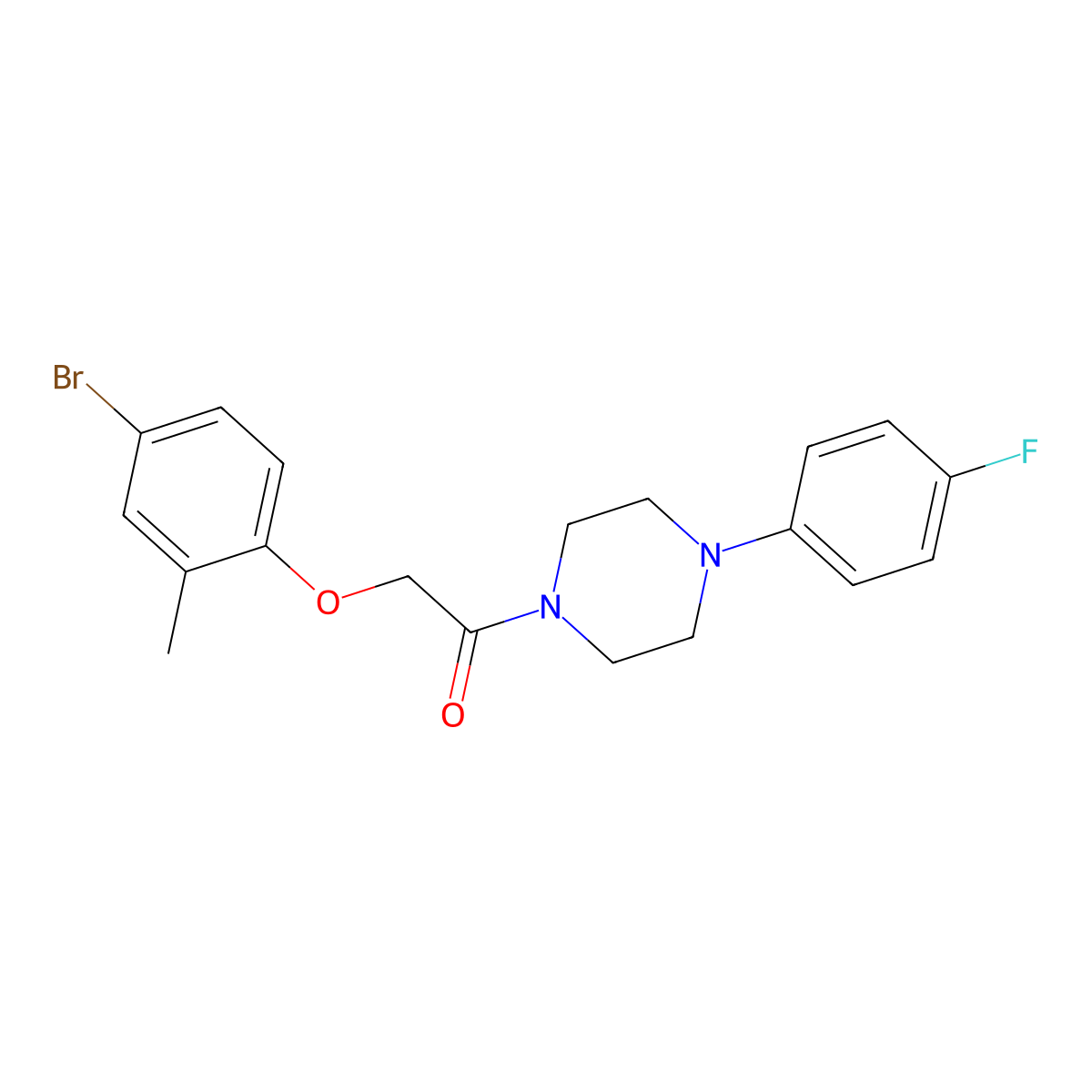2-(4-Bromo-2-methylphenoxy)-1-[4-(4-fluorophenyl)piperazin-1-yl]ethanone molecular structure, CAS 577789-20-9