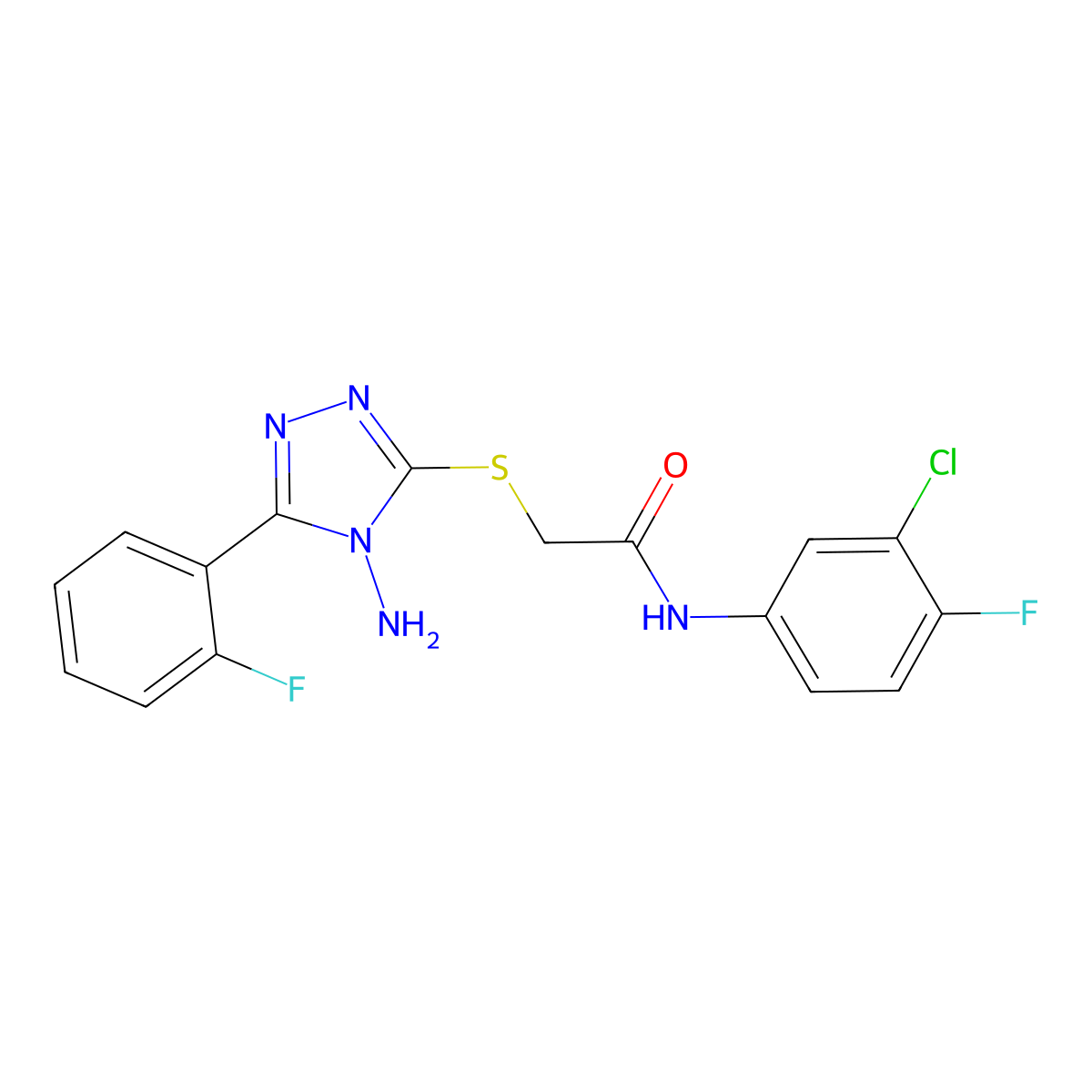 2-{[4-amino-5-(2-fluorophenyl)-4H-1,2,4-triazol-3-yl]sulfanyl}-N-(3-chloro-4-fluorophenyl)acetamide molecular structure, CAS 577789-30-1