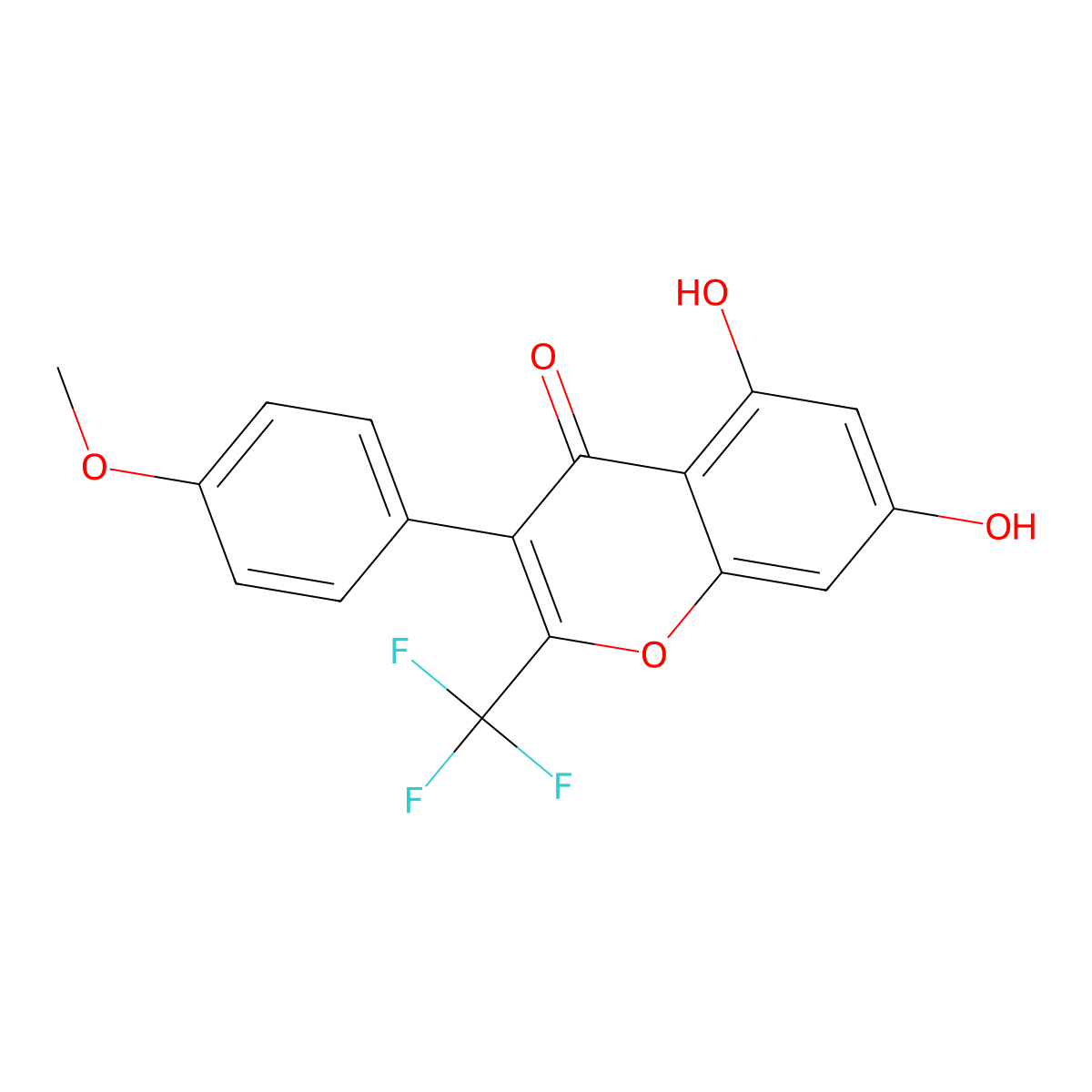 5,7-dihydroxy-3-(4-methoxyphenyl)-2-(trifluoromethyl)-4H-chromen-4-one molecular structure, CAS 577789-59-4