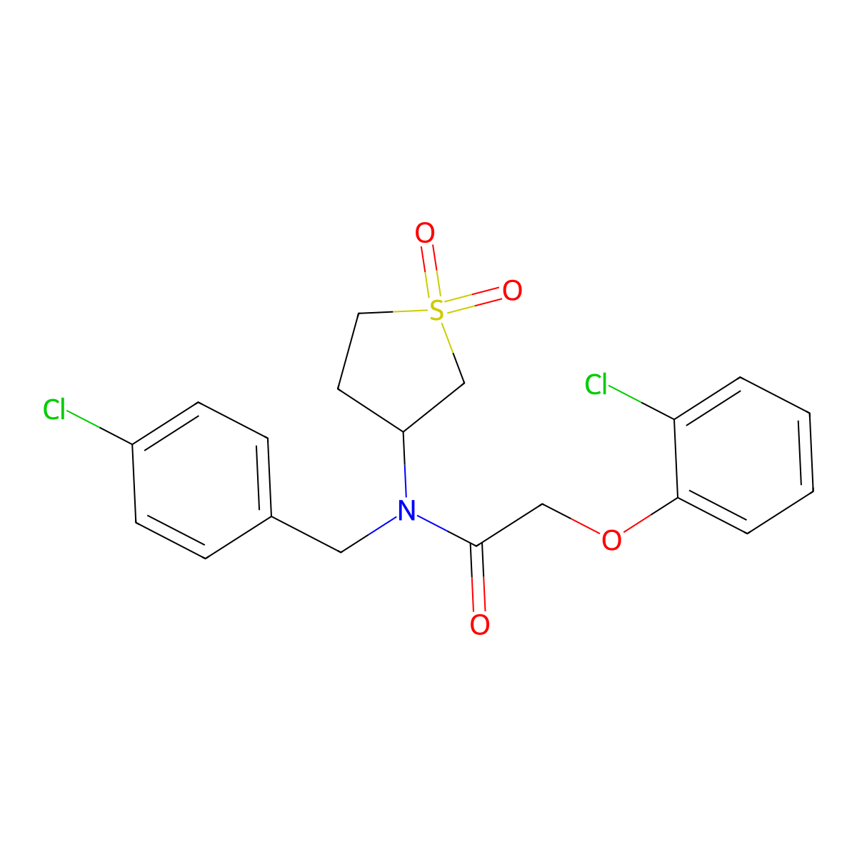 N-(4-chlorobenzyl)-2-(2-chlorophenoxy)-N-(1,1-dioxidotetrahydrothiophen-3-yl)acetamide molecular structure, CAS 577789-61-8