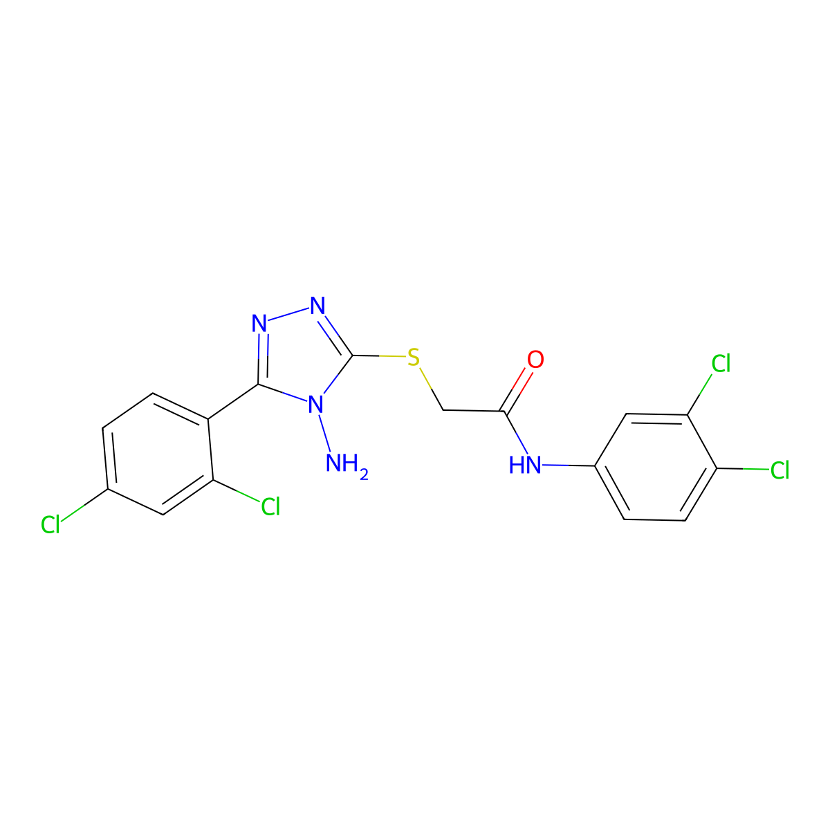 2-[4-amino-5-(2,4-dichlorophenyl)(1,2,4-triazol-3-ylthio)]-N-(3,4-dichlorophen yl)acetamide molecular structure, CAS 577789-66-3