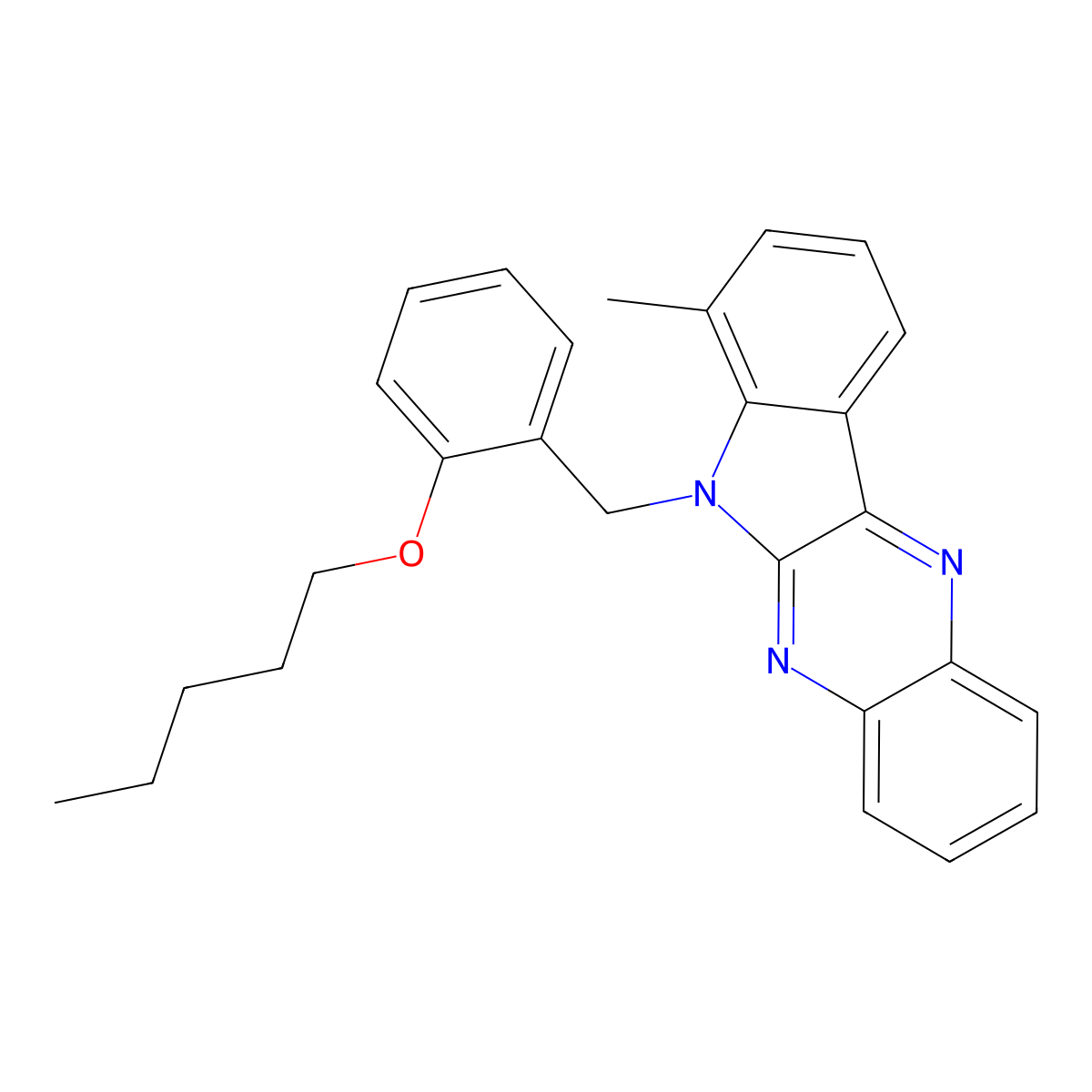 7-methyl-6-[2-(pentyloxy)benzyl]-6H-indolo[2,3-b]quinoxaline molecular structure, CAS 577789-84-5