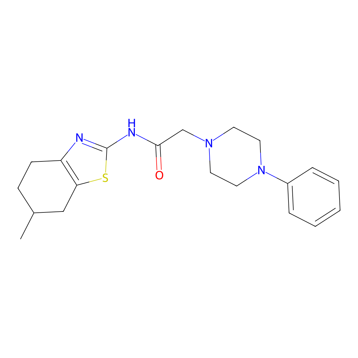 N-(6-methyl-4,5,6,7-tetrahydro-1,3-benzothiazol-2-yl)-2-(4-phenylpiperazin-1-yl)acetamide molecular structure, CAS 577790-30-8