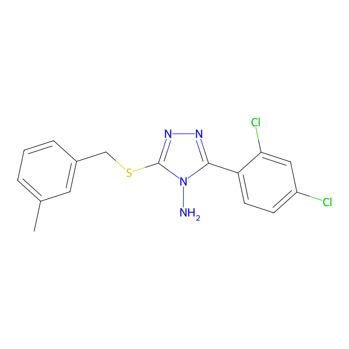 3-(2,4-Dichlorophenyl)-5-[(3-methylphenyl)methylthio]-1,2,4-triazole-4-ylamine molecular structure, CAS 577790-44-4
