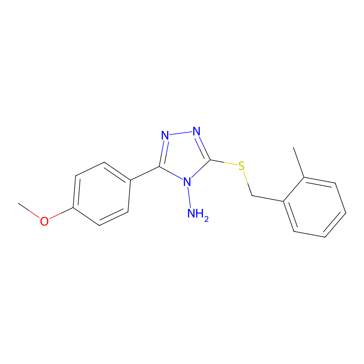 3-(4-Methoxyphenyl)-5-((2-methylbenzyl)thio)-4H-1,2,4-triazol-4-amine molecular structure, CAS 577790-48-8