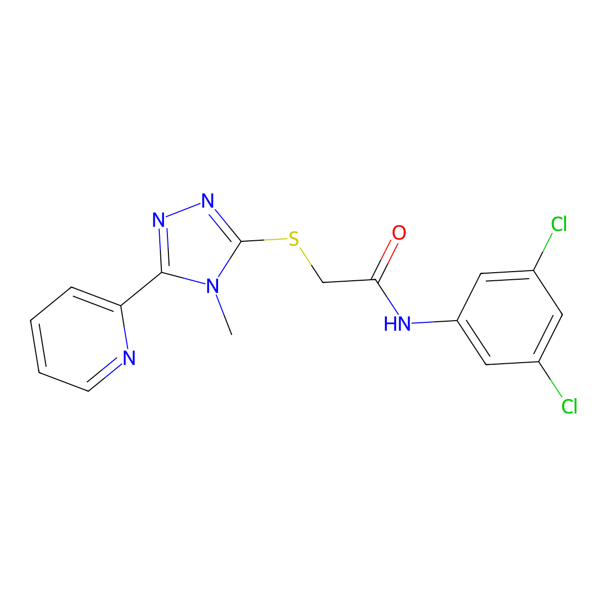 N-(3,5-dichlorophenyl)-2-{[4-methyl-5-(pyridin-2-yl)-4H-1,2,4-triazol-3-yl]sulfanyl}acetamide molecular structure, CAS 577790-69-3