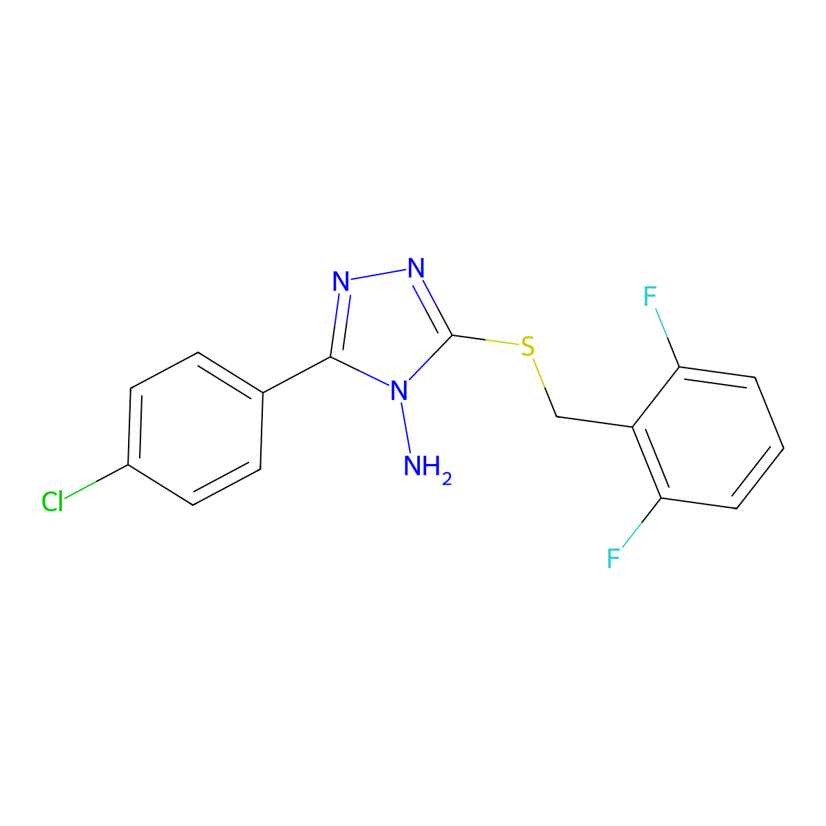 3-(4-Chlorophenyl)-5-((2,6-difluorobenzyl)thio)-4H-1,2,4-triazol-4-amine molecular structure, CAS 577790-80-8