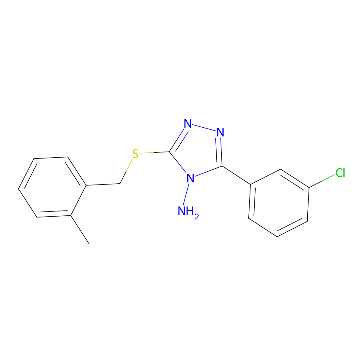 3-(3-Chlorophenyl)-5-((2-methylbenzyl)thio)-4H-1,2,4-triazol-4-amine molecular structure, CAS 577791-08-3