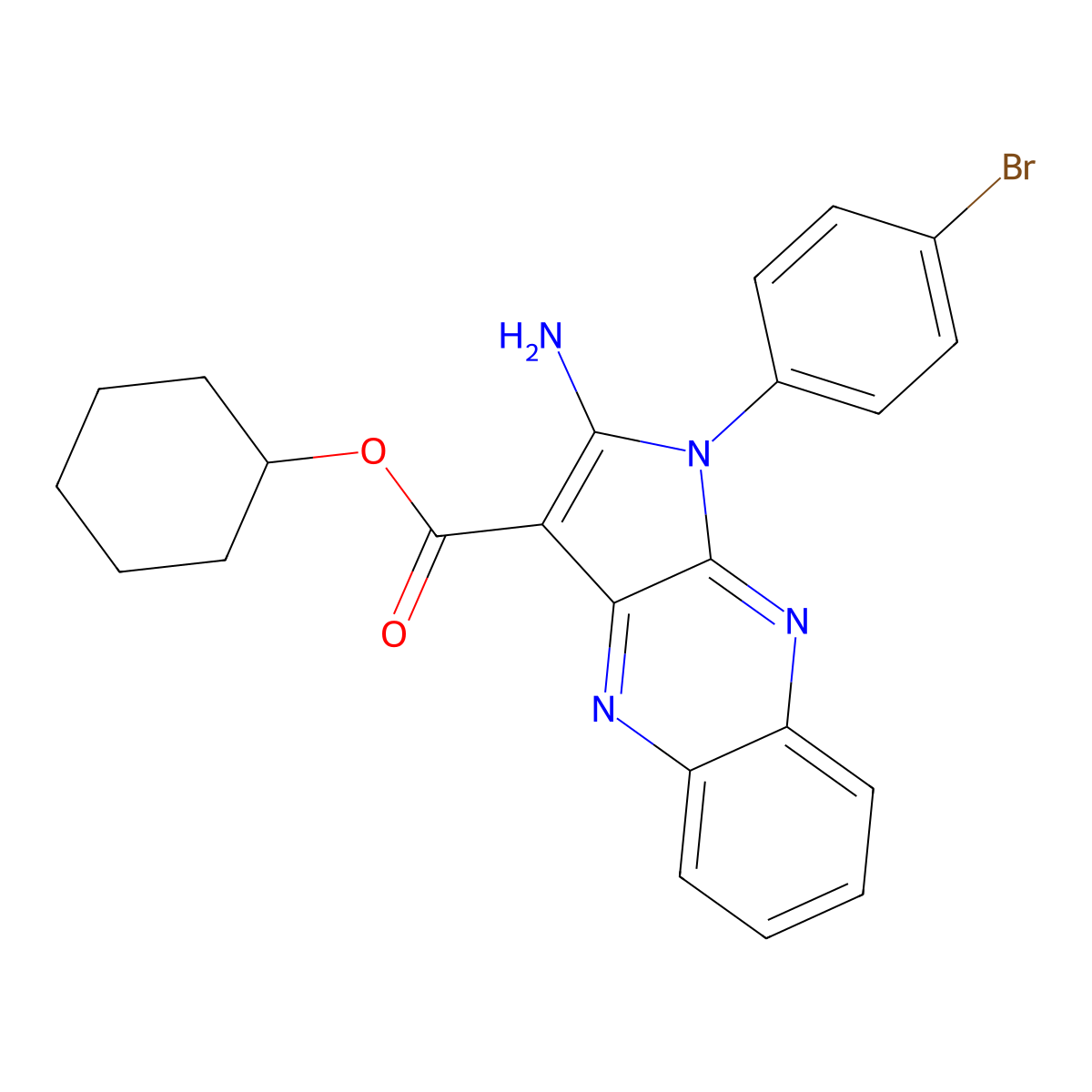 cyclohexyl 2-amino-1-(4-bromophenyl)-1H-pyrrolo[2,3-b]quinoxaline-3-carboxylate molecular structure, CAS 577791-35-6