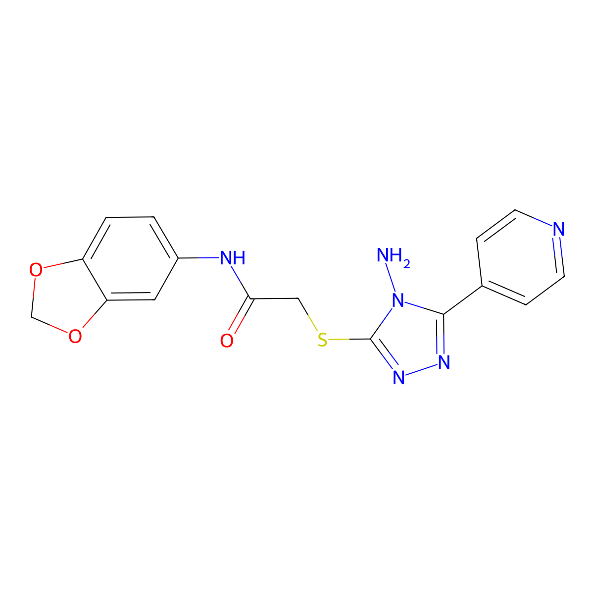 2-[(4-amino-5-pyridin-4-yl-1,2,4-triazol-3-yl)sulfanyl]-N-(1,3-benzodioxol-5-yl)acetamide molecular structure, CAS 577791-42-5
