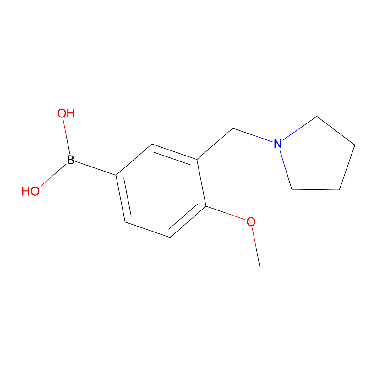 (4-Methoxy-3-(pyrrolidin-1-ylmethyl)phenyl)boronic acid molecular structure, CAS 577795-69-8
