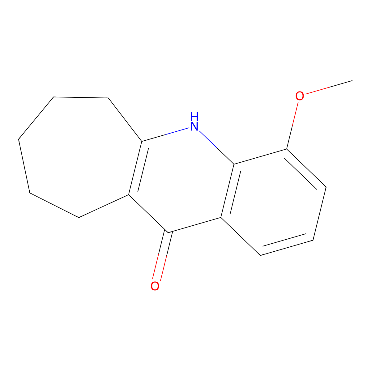 11H-Cyclohepta(b)quinolin-11-one, 5,6,7,8,9,10-hexahydro-4-methoxy- molecular structure, CAS 5778-51-8