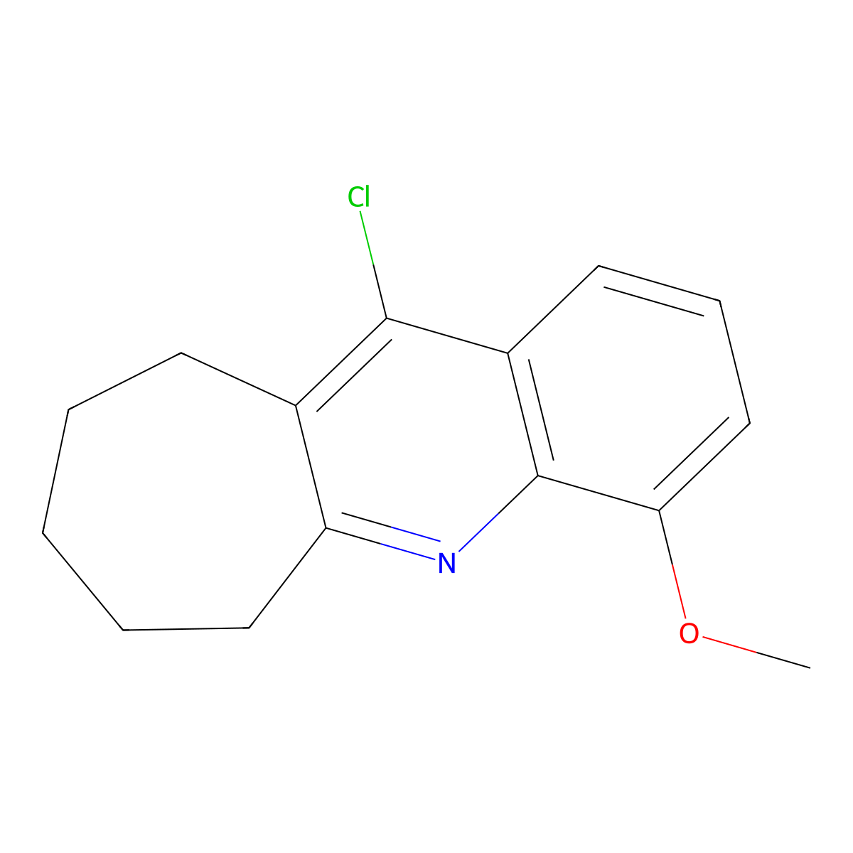 6H-Cyclohepta(b)quinoline, 7,8,9,10-tetrahydro-11-chloro-4-methoxy- molecular structure, CAS 5778-65-4
