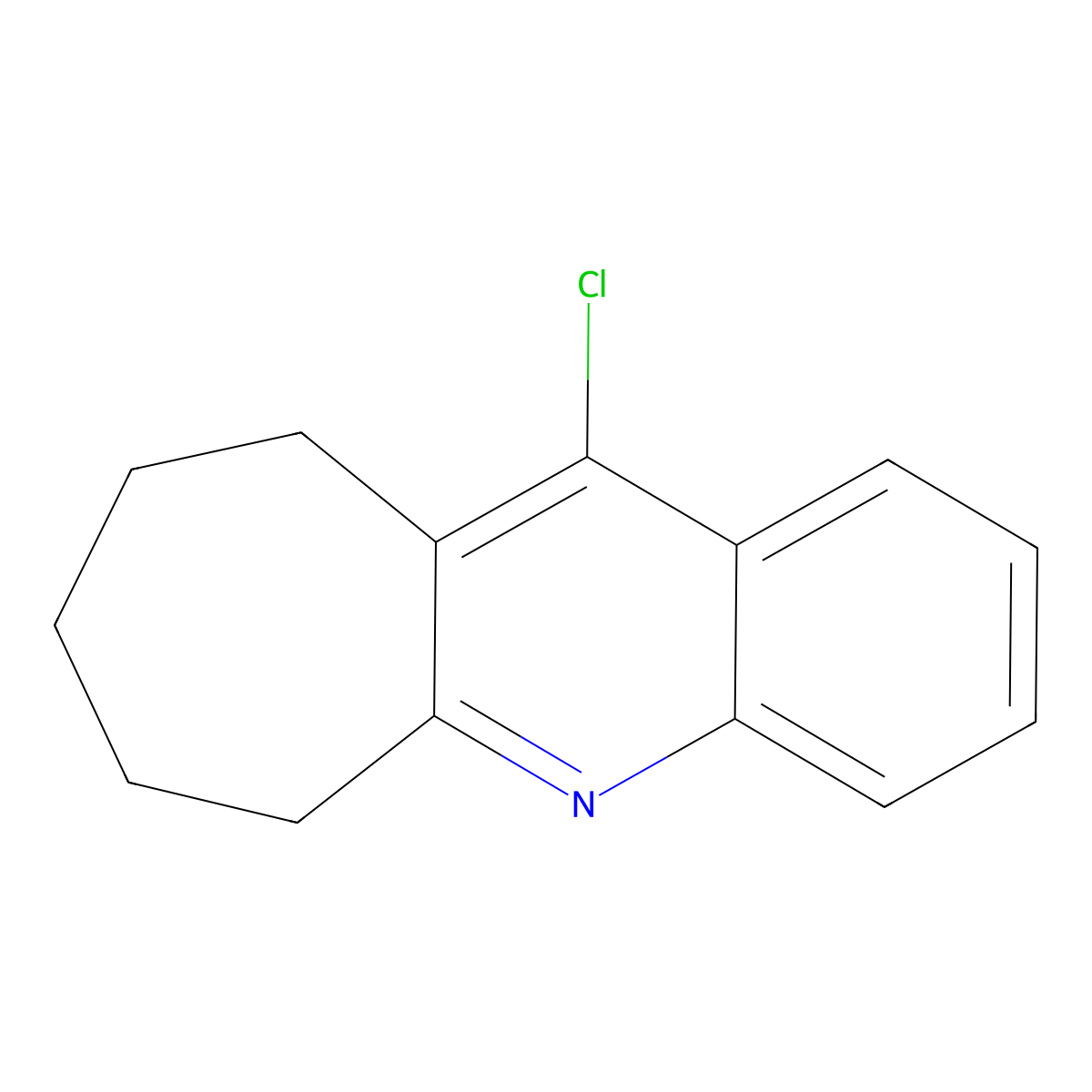 11-chloro-2,3,4,5-tetrahydro-1H-cyclohepta(b)quinoline molecular structure, CAS 5778-71-2