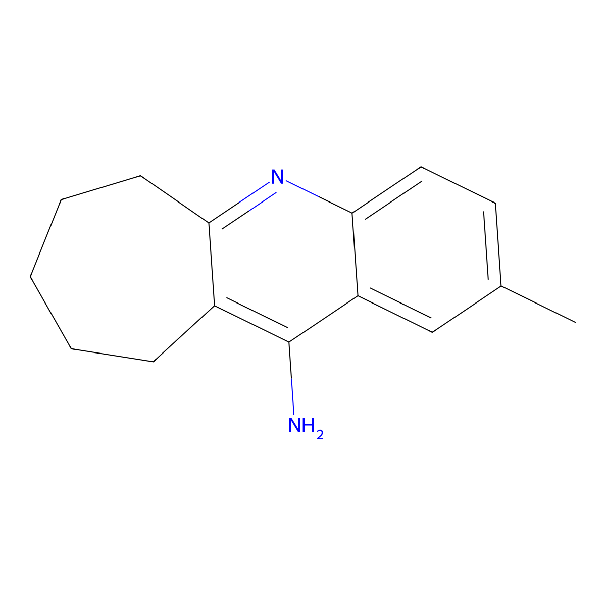 6H-Cyclohepta(b)quinoline, 7,8,9,10-tetrahydro-11-amino-2-methyl- molecular structure, CAS 5778-85-8