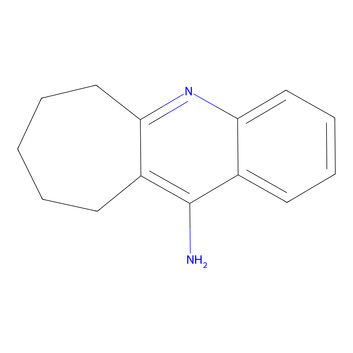 7,8,9,10-tetrahydro-6H-cyclohepta(b)quinolin-11-amine molecular structure, CAS 5778-86-9