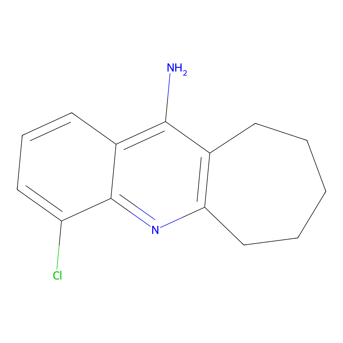 6H-Cyclohepta(b)quinoline, 7,8,9,10-tetrahydro-11-amino-4-chloro- molecular structure, CAS 5778-90-5