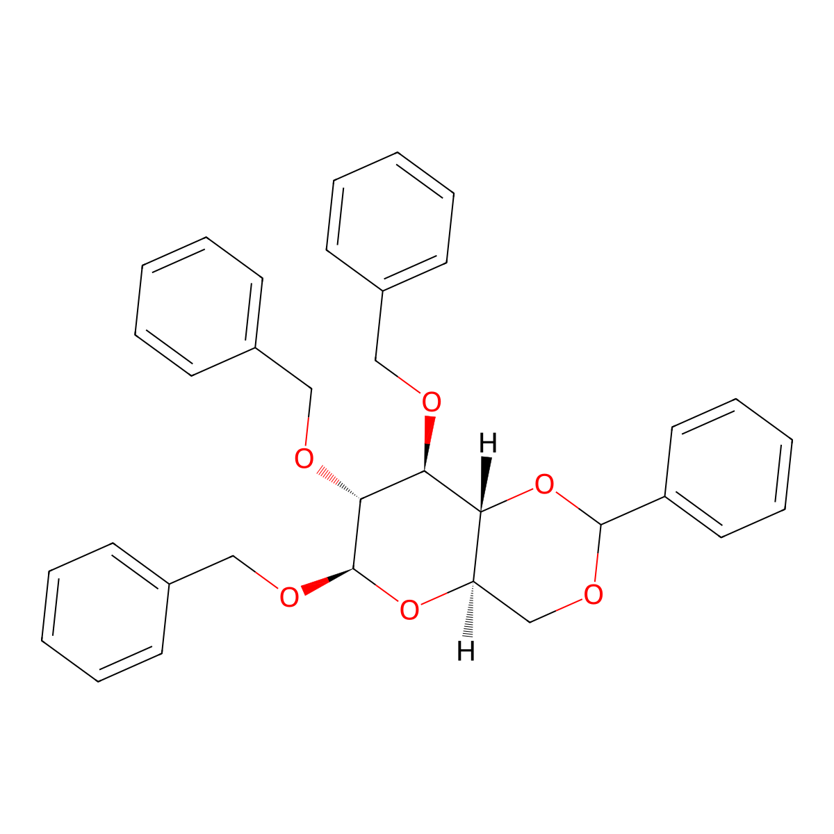 1,2,3-Tri-O-benzyl-4,6-O-benzylidene-b-D-glucopyranoside molecular structure, CAS 57783-66-1