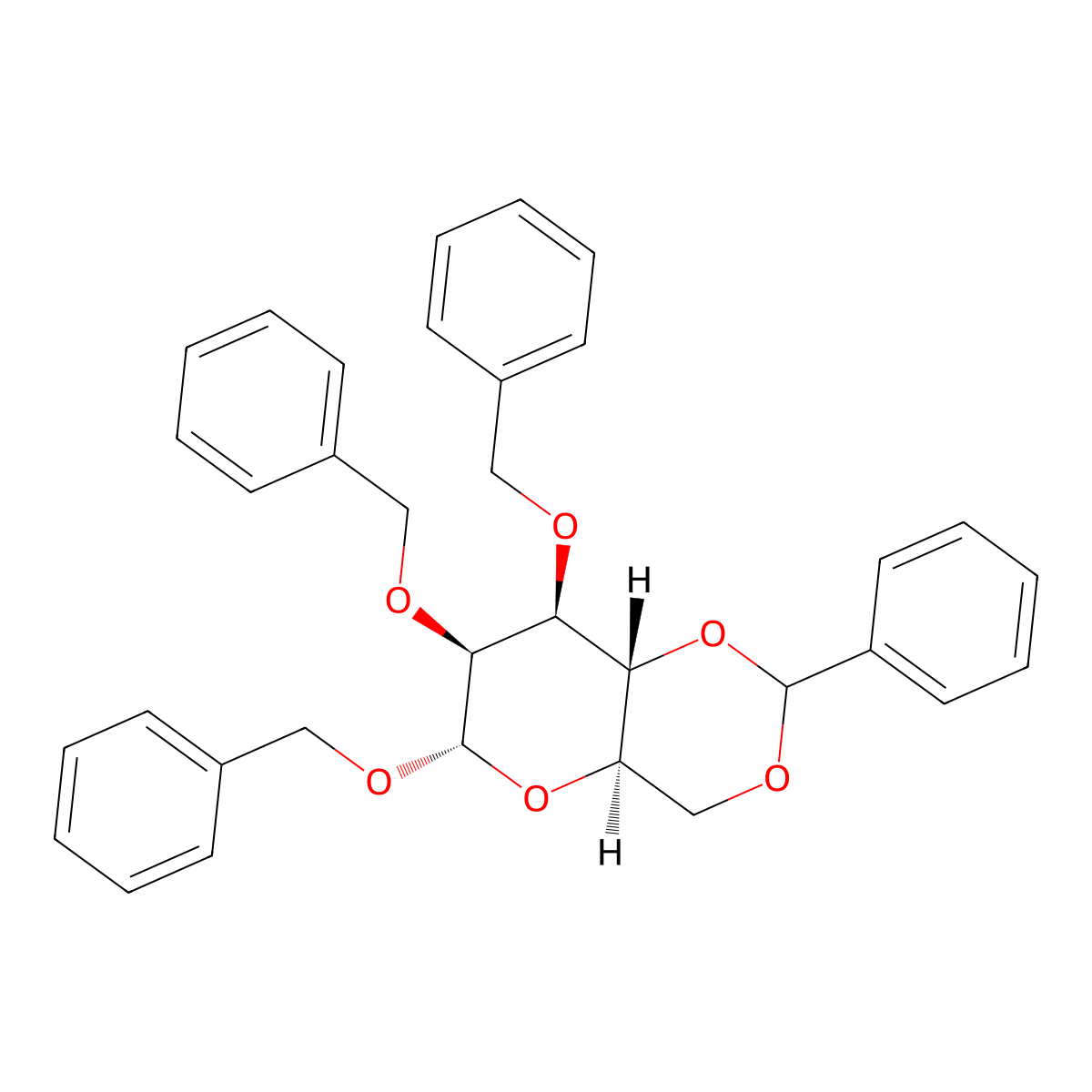 1,2,3-Tri-O-benzyl-4,6-O-benzylidene-a-D-mannopyranose molecular structure, CAS 57783-75-2