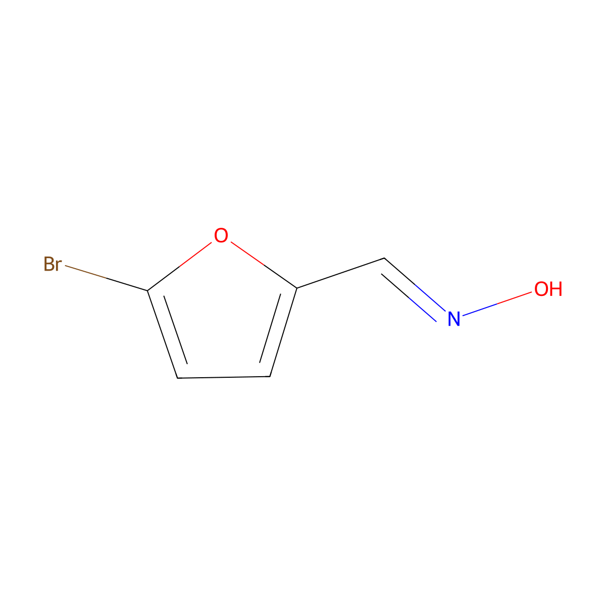 2-Furancarboxaldehyde, 5-bromo-, oxime, (E)- molecular structure, CAS 57784-60-8