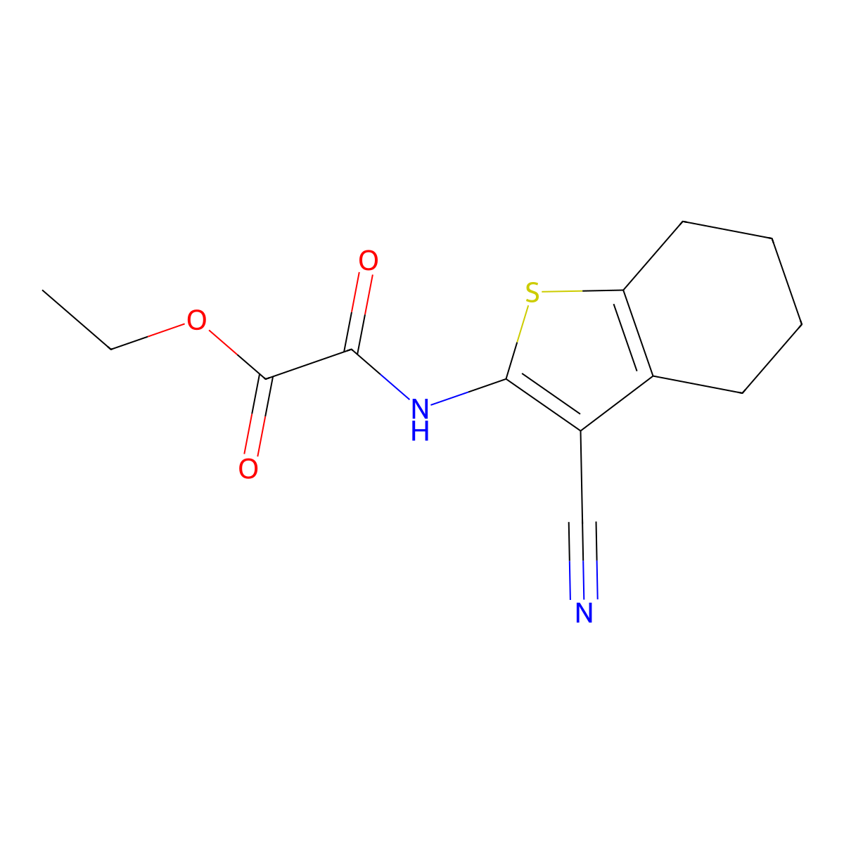 Ethyl 2-[(3-cyano-4,5,6,7-tetrahydro-1-benzothiophen-2-yl)amino]-2-oxoacetate molecular structure, CAS 57785-64-5