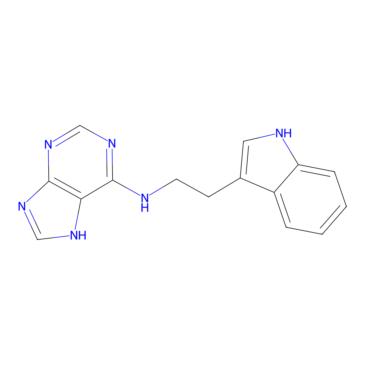 1H-Purin-6-amine, N-(2-(1H-indol-3-yl)ethyl)- molecular structure, CAS 5779-22-6