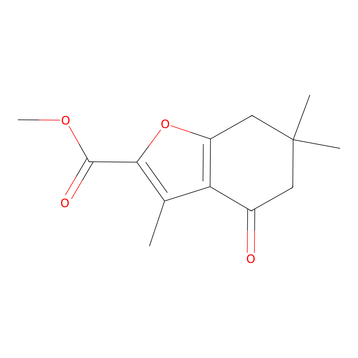 Methyl 3,6,6-trimethyl-4-oxo-4,5,6,7-tetrahydro-1-benzofuran-2-carboxylate molecular structure, CAS 577959-88-7
