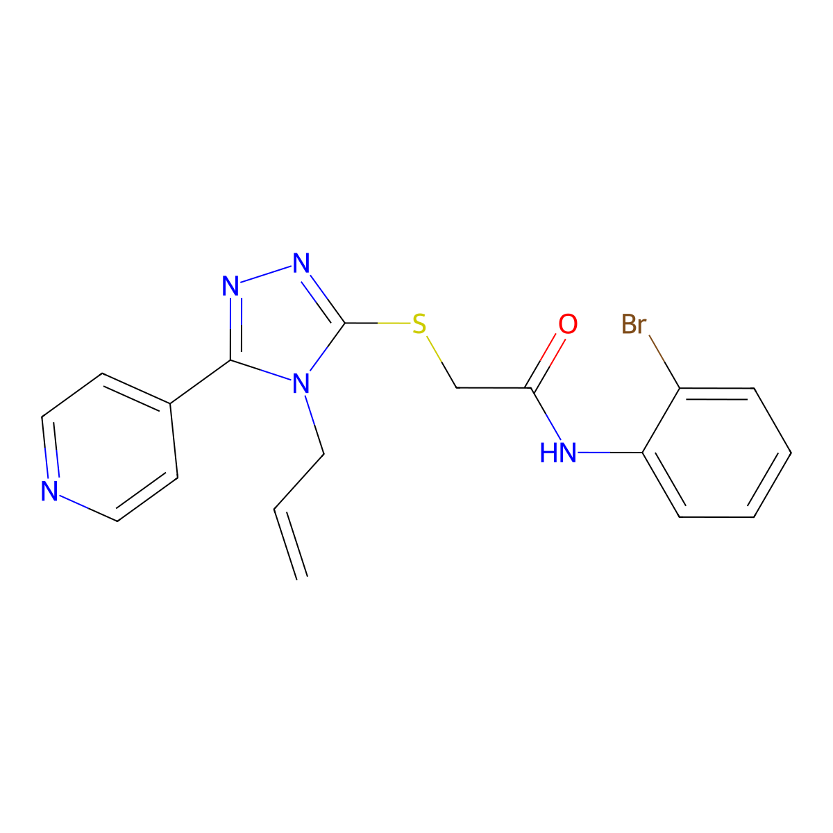 N-(2-bromophenyl)-2-{[4-(prop-2-en-1-yl)-5-(pyridin-4-yl)-4H-1,2,4-triazol-3-yl]sulfanyl}acetamide molecular structure, CAS 577960-07-7
