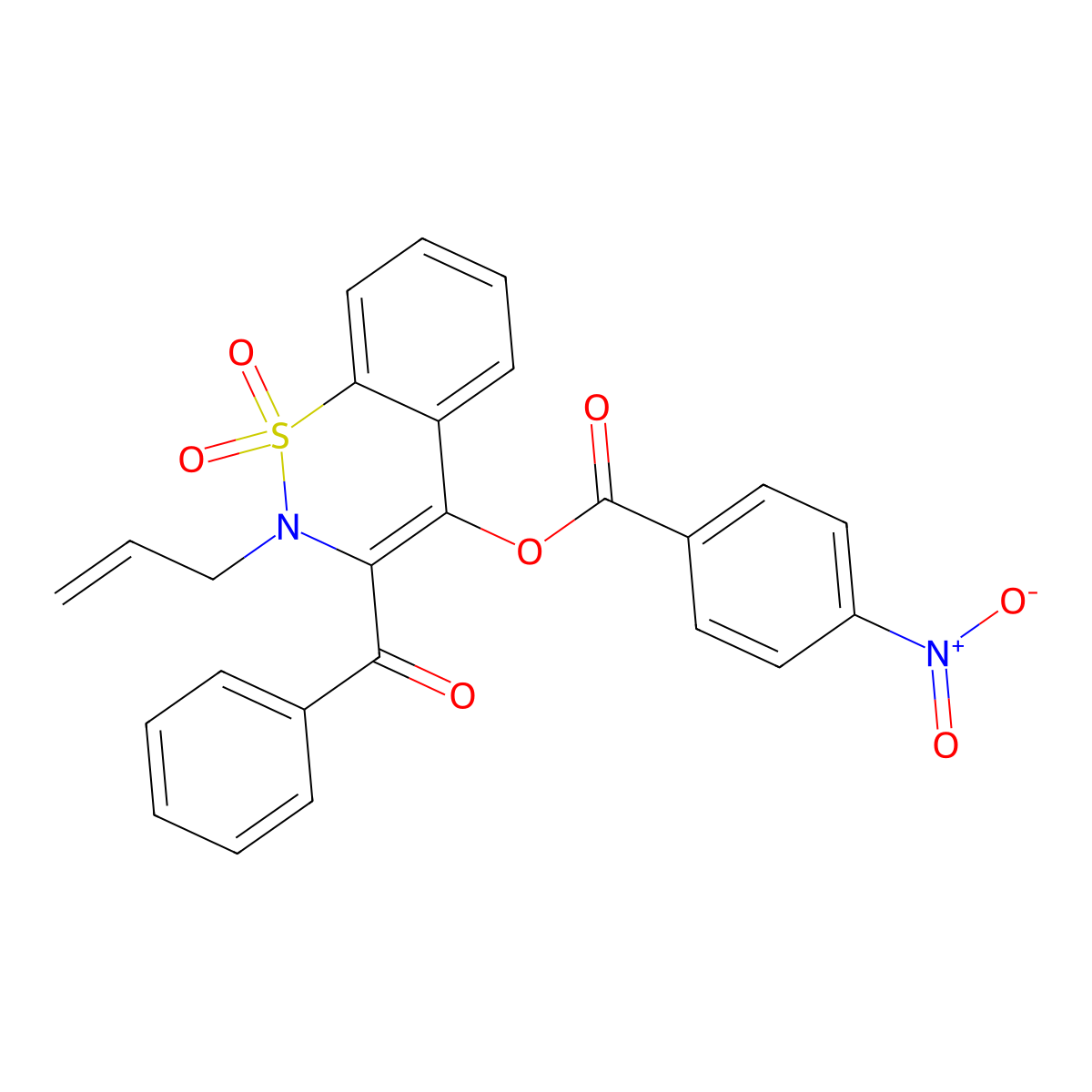 2-allyl-3-benzoyl-1,1-dioxido-2H-1,2-benzothiazin-4-yl 4-nitrobenzoate molecular structure, CAS 577960-23-7