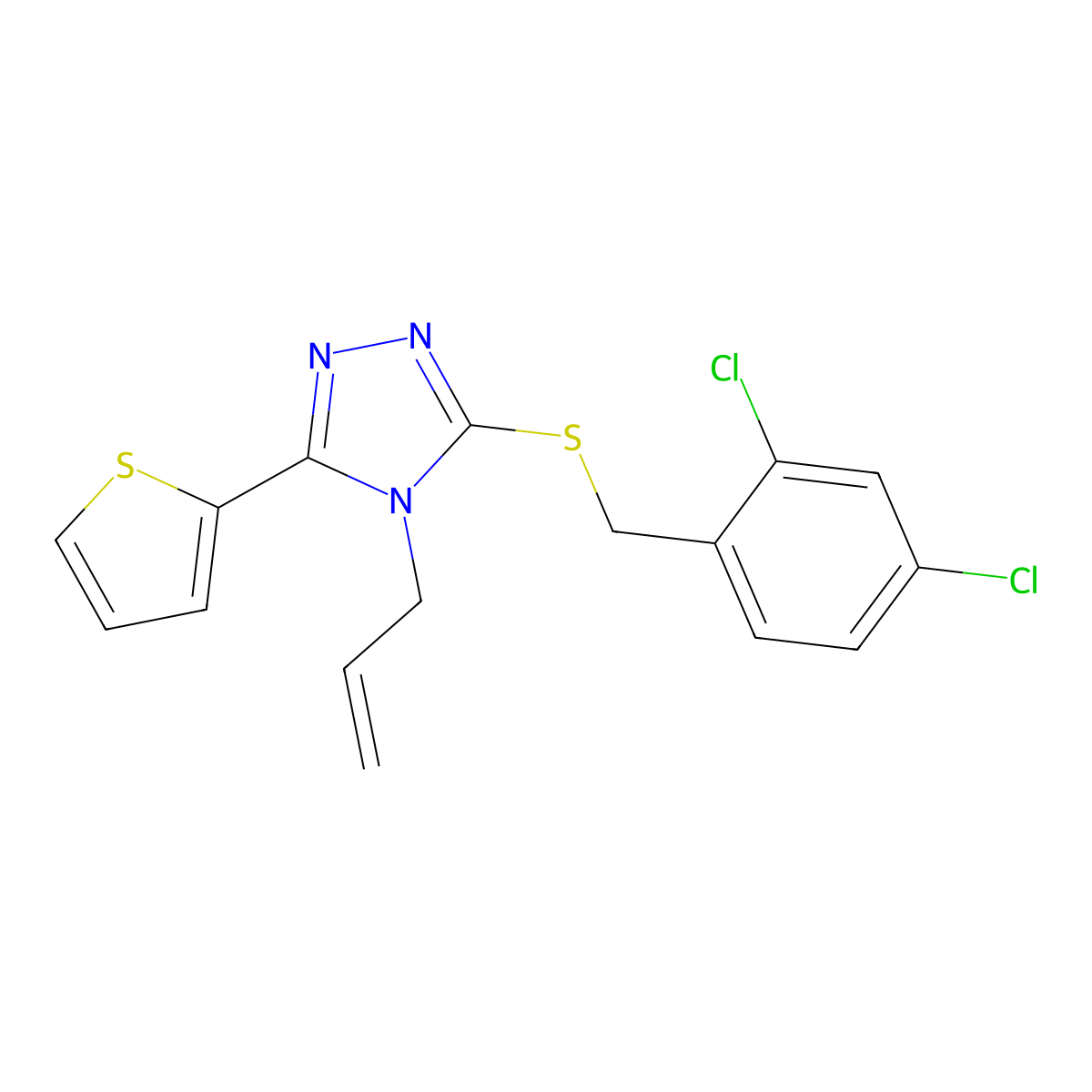 4-Allyl-3-((2,4-dichlorobenzyl)thio)-5-(2-thienyl)-4H-1,2,4-triazole molecular structure, CAS 577960-27-1