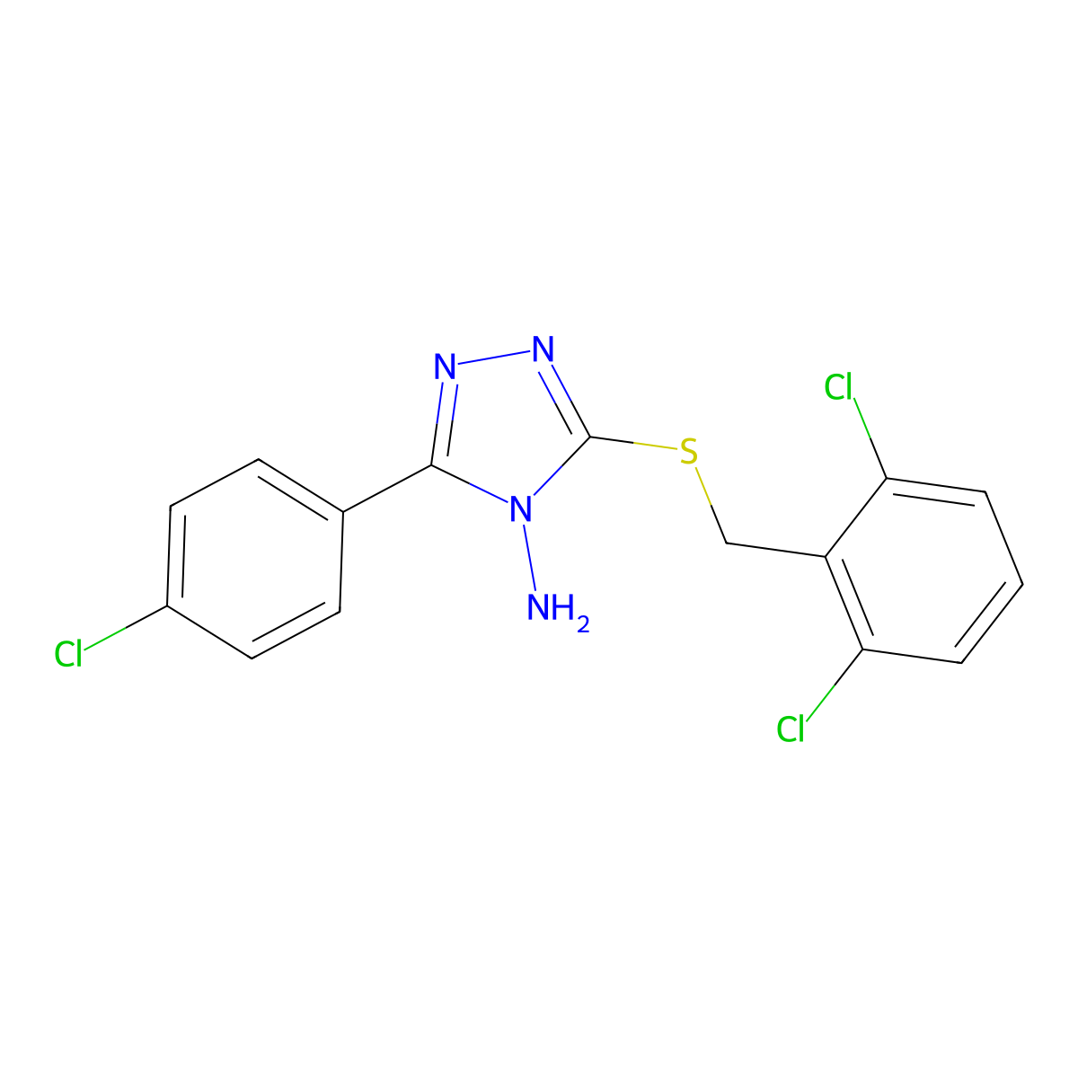 3-[(2,6-Dichlorophenyl)methylthio]-5-(4-chlorophenyl)-1,2,4-triazole-4-ylamine molecular structure, CAS 577960-32-8