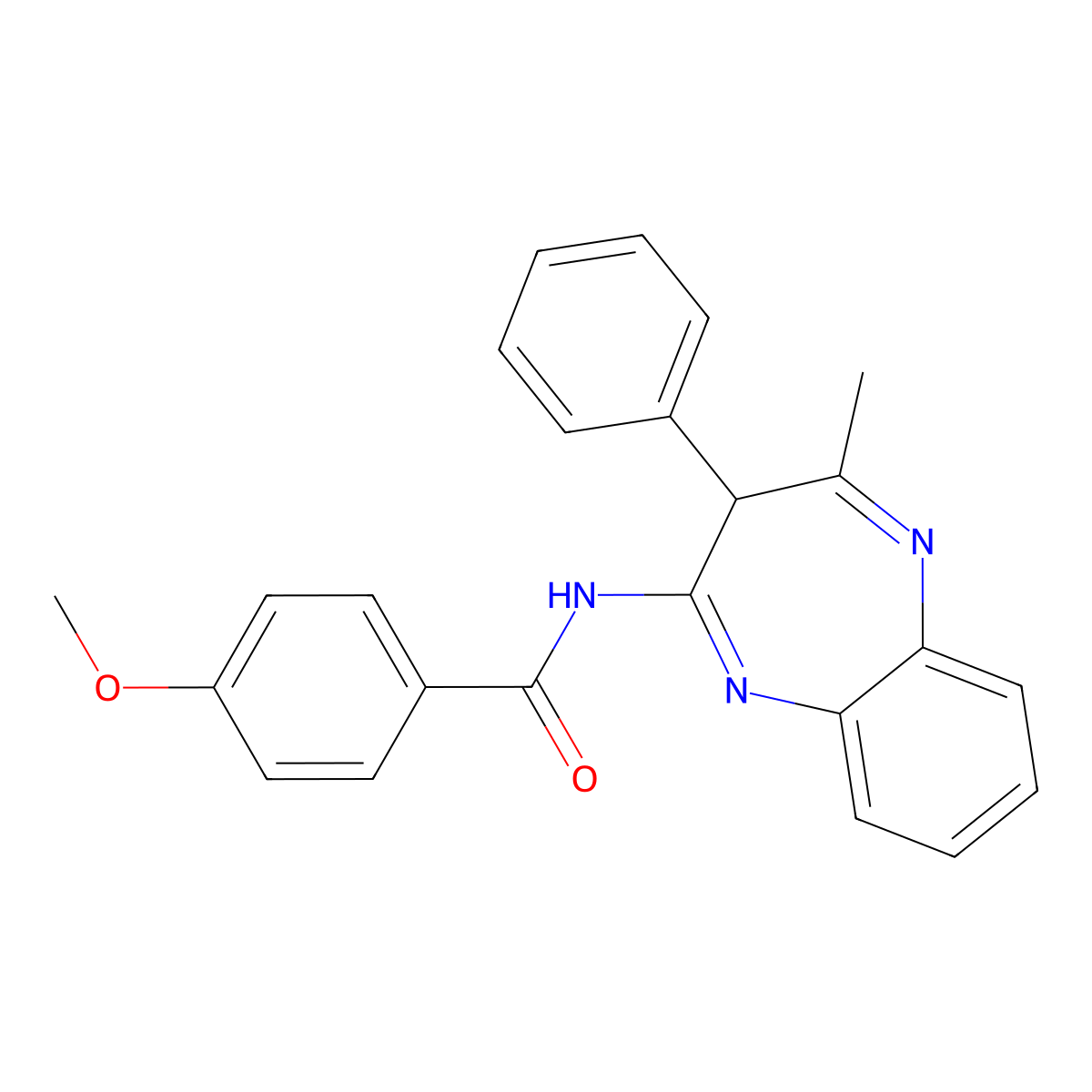 4-methoxy-N-(4-methyl-3-phenyl-3H-1,5-benzodiazepin-2-yl)benzamide molecular structure, CAS 577960-44-2