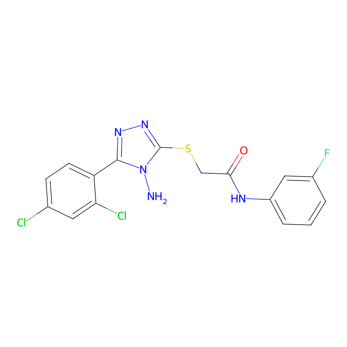 2-[4-amino-5-(2,4-dichlorophenyl)(1,2,4-triazol-3-ylthio)]-N-(3-fluorophenyl)a cetamide molecular structure, CAS 577960-52-2