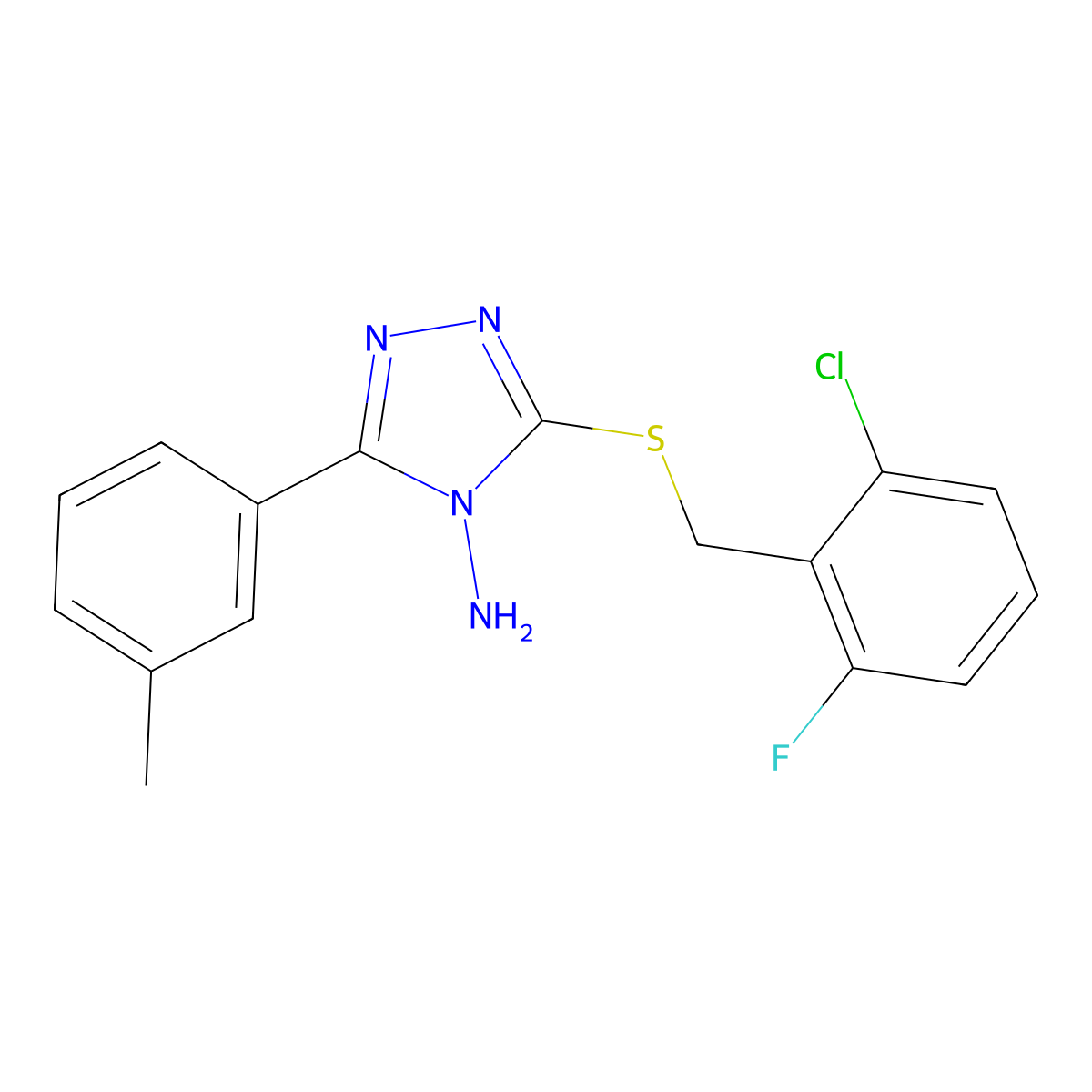 3-[(6-Chloro-2-fluorophenyl)methylthio]-5-(3-methylphenyl)-1,2,4-triazole-4-yl amine molecular structure, CAS 577960-59-9