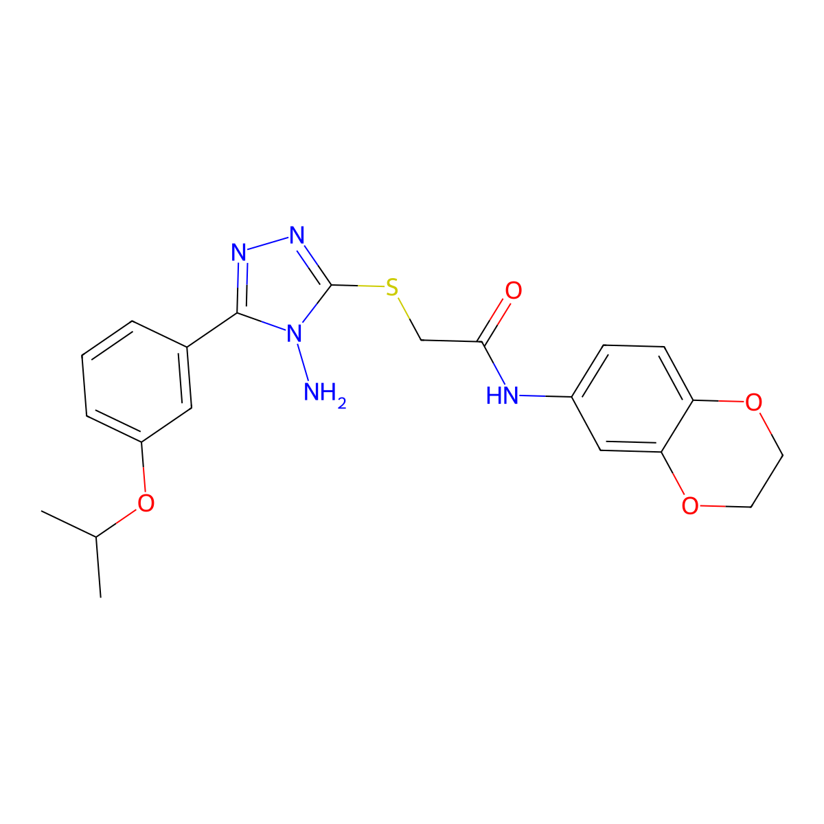 2-({4-amino-5-[3-(propan-2-yloxy)phenyl]-4H-1,2,4-triazol-3-yl}sulfanyl)-N-(2,3-dihydro-1,4-benzodioxin-6-yl)acetamide molecular structure, CAS 577960-97-5