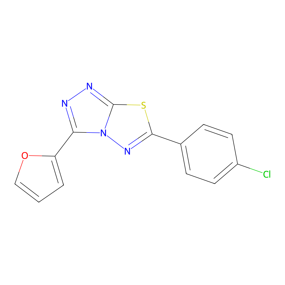 6-(4-Chlorophenyl)-3-(2-furyl)[1,2,4]triazolo[3,4-b][1,3,4]thiadiazole molecular structure, CAS 577961-17-2
