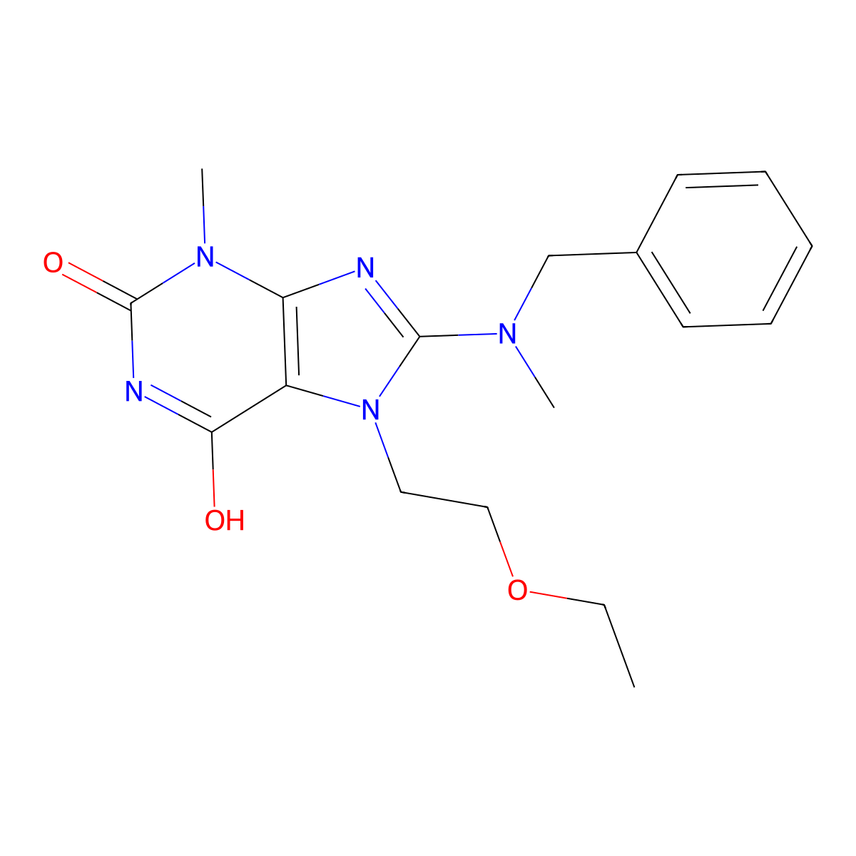 8-(benzyl(methyl)amino)-7-(2-ethoxyethyl)-3-methyl-1H-purine-2,6(3H,7H)-dione molecular structure, CAS 577961-18-3