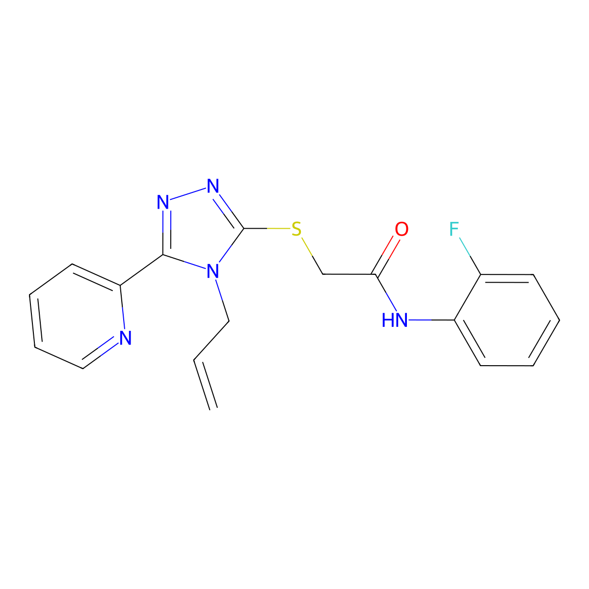 2-((4-Allyl-5-(2-pyridinyl)-4H-1,2,4-triazol-3-YL)thio)-N-(2-F-PH)acetamide molecular structure, CAS 577961-32-1