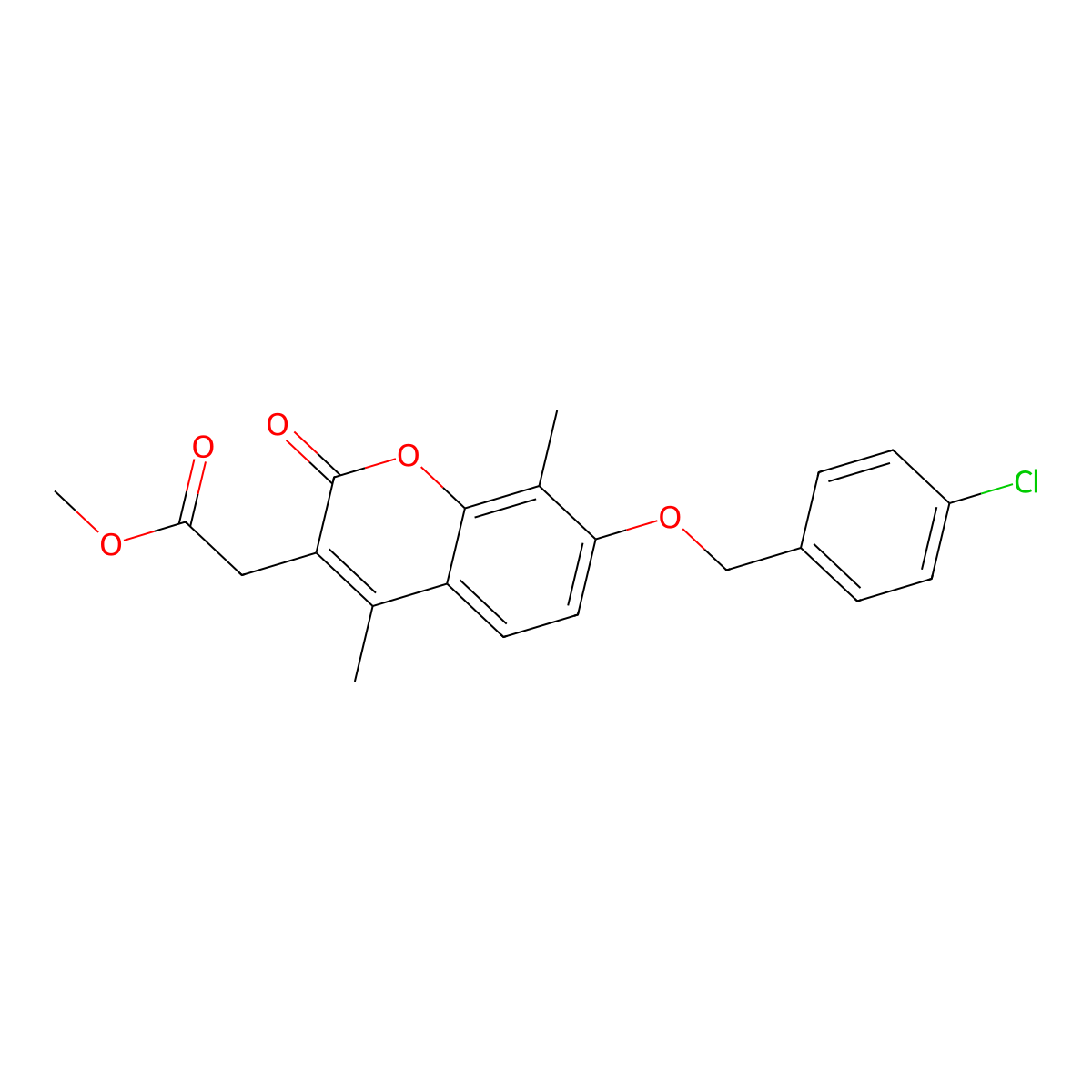 methyl {7-[(4-chlorobenzyl)oxy]-4,8-dimethyl-2-oxo-2H-chromen-3-yl}acetate molecular structure, CAS 577961-43-4