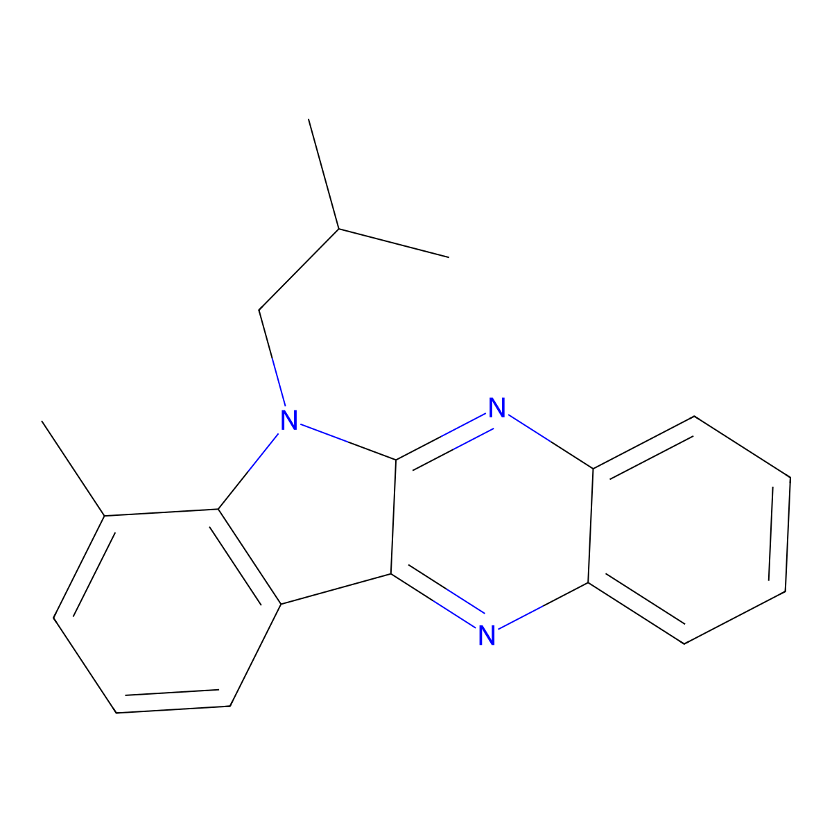 4-Methyl-5-(2-methylpropyl)indolo[2,3-b]quinoxaline molecular structure, CAS 577961-59-2