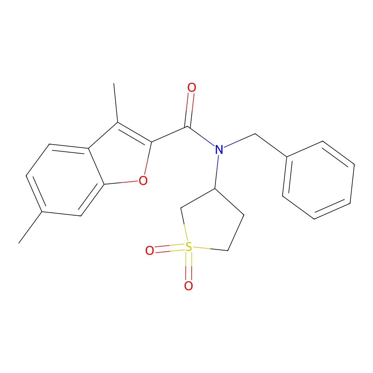 2-Benzofurancarboxamide,3,6-dimethyl-N-(phenylmethyl)-N-(tetrahydro-1,1-dioxido-3-thienyl)-(9CI) molecular structure, CAS 577961-64-9