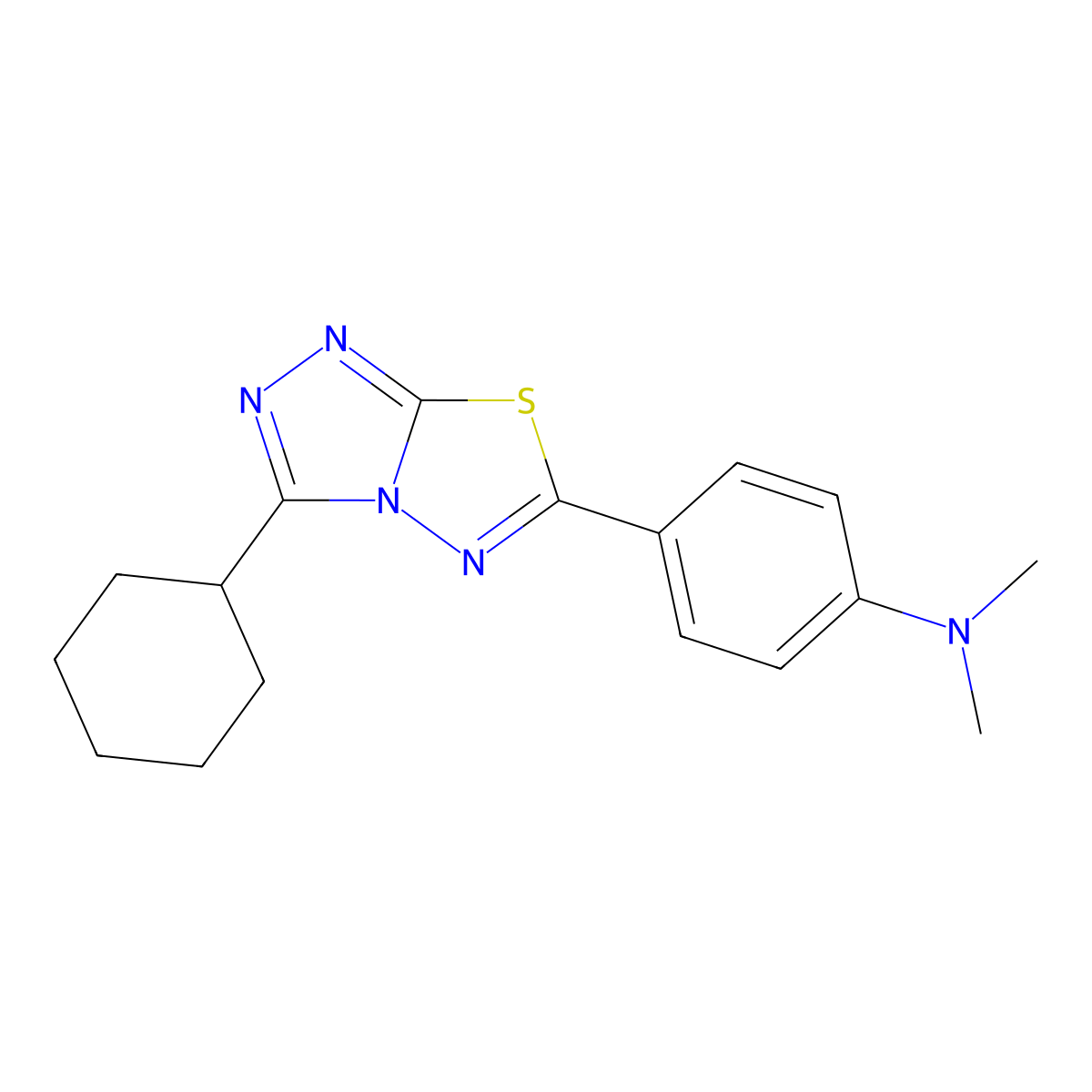 4-(3-cyclohexyl-[1,2,4]triazolo[3,4-b][1,3,4]thiadiazol-6-yl)-N,N-dimethylaniline molecular structure, CAS 577961-65-0
