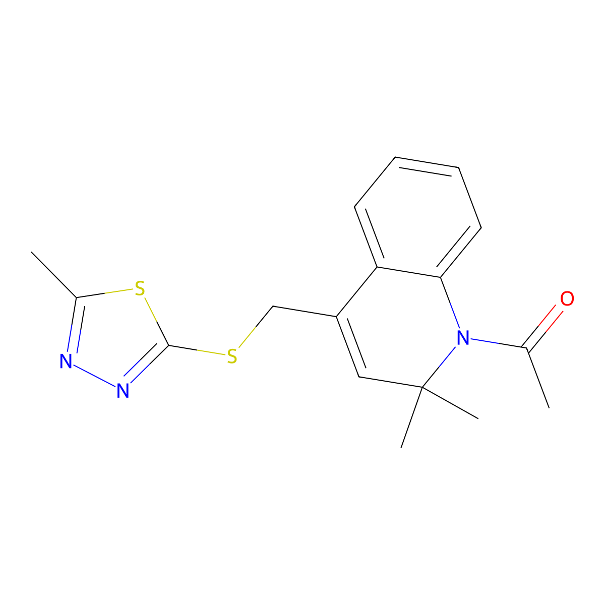 1-[2,2-Dimethyl-4-[(5-methyl-1,3,4-thiadiazol-2-yl)sulfanylmethyl]quinolin-1-yl]ethanone molecular structure, CAS 577961-80-9