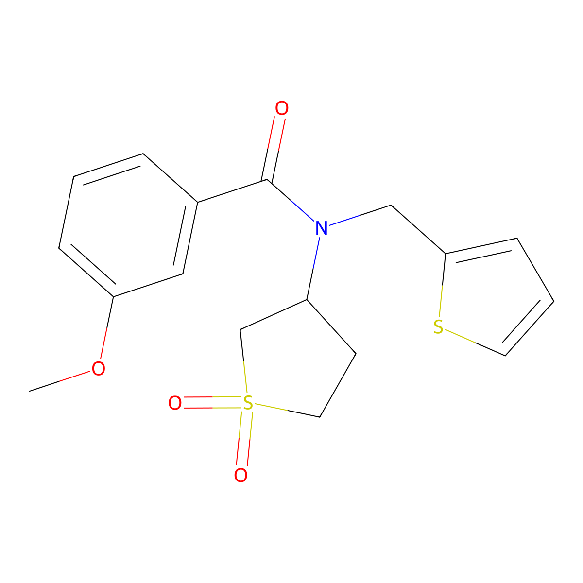 N-(1,1-dioxidotetrahydrothiophen-3-yl)-3-methoxy-N-(thiophen-2-ylmethyl)benzamide molecular structure, CAS 577961-95-6