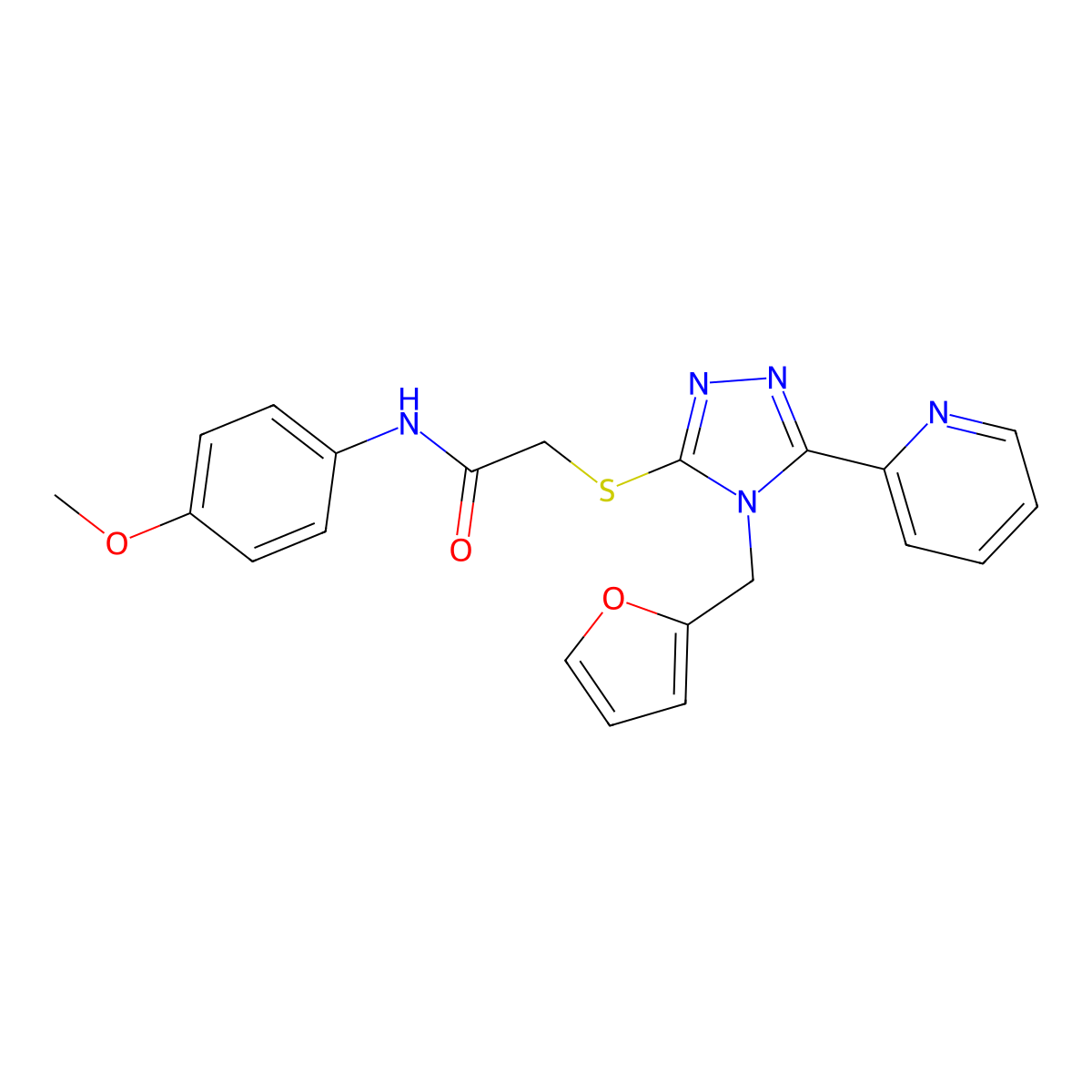 2-{[4-(furan-2-ylmethyl)-5-(pyridin-2-yl)-4H-1,2,4-triazol-3-yl]sulfanyl}-N-(4-methoxyphenyl)acetamide molecular structure, CAS 577962-01-7