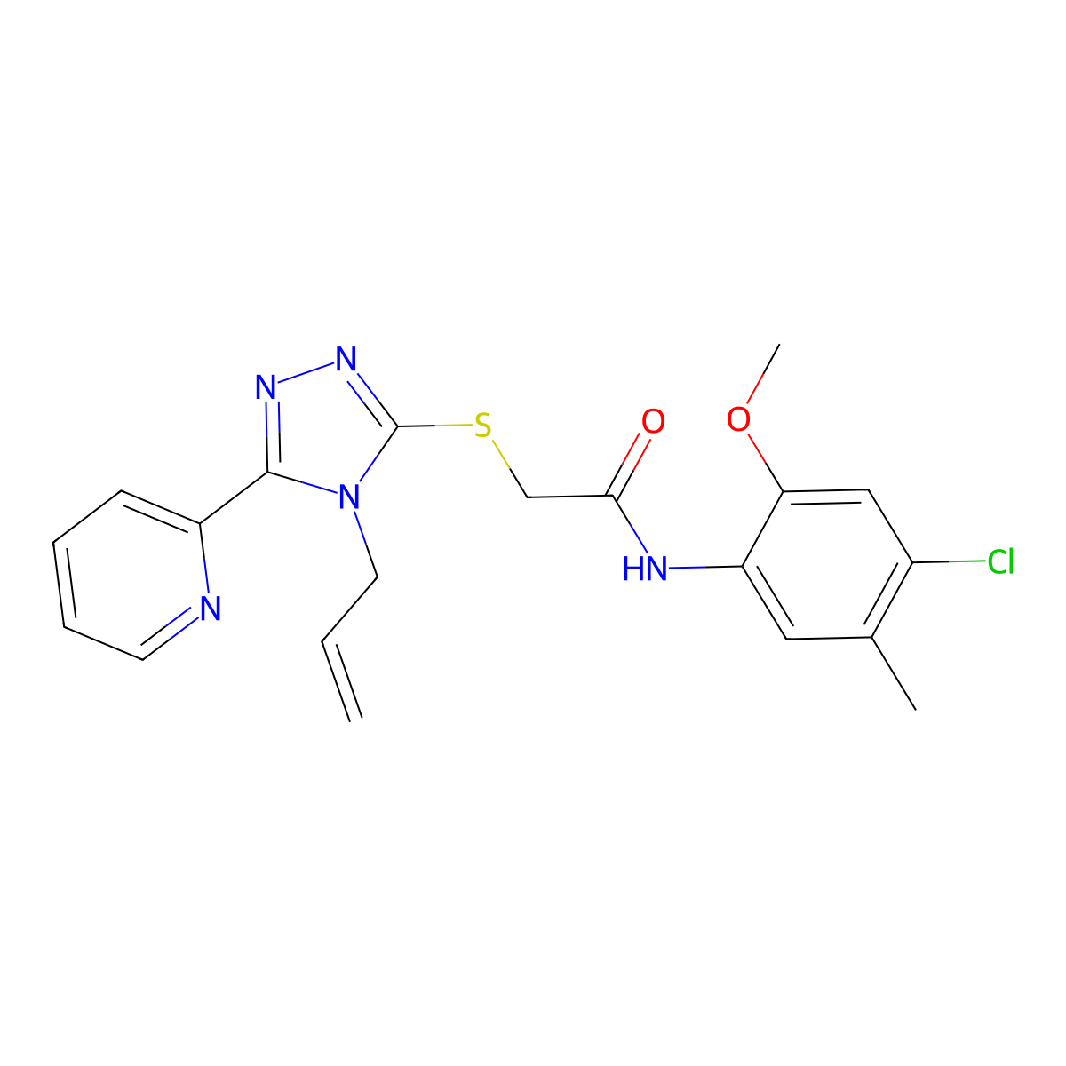 N-(4-chloro-2-methoxy-5-methylphenyl)-2-{[4-(prop-2-en-1-yl)-5-(pyridin-2-yl)-4H-1,2,4-triazol-3-yl]sulfanyl}acetamide molecular structure, CAS 577962-15-3