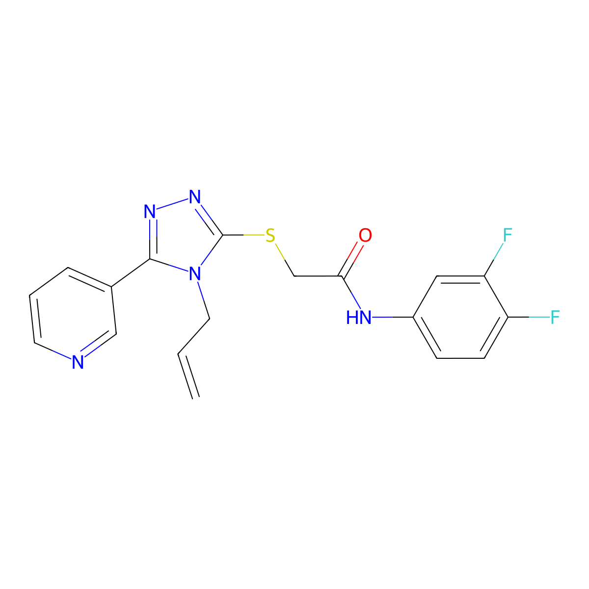 N-(3,4-difluorophenyl)-2-{[4-(prop-2-en-1-yl)-5-(pyridin-3-yl)-4H-1,2,4-triazol-3-yl]sulfanyl}acetamide molecular structure, CAS 577962-27-7