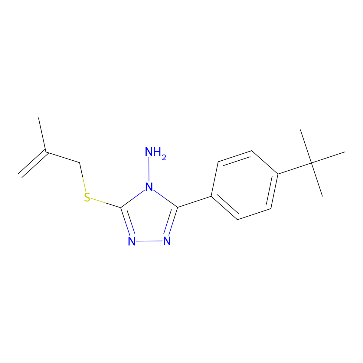 5-[4-(Tert-butyl)phenyl]-3-(2-methylprop-2-enylthio)-1,2,4-triazole-4-ylamine molecular structure, CAS 577962-32-4